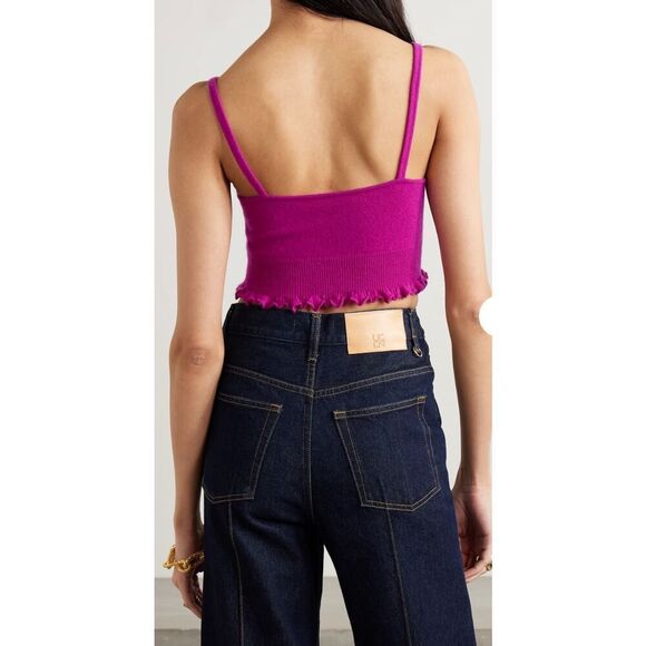ULLA JOHNSON Elia cropped ruffled 100% cashmere tank NWT Size Small - Picture 4 of 9